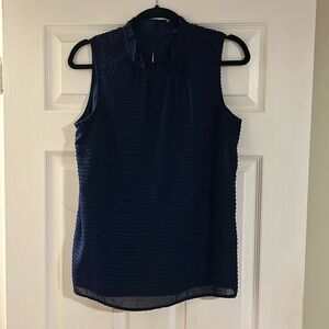 Banana Republic blue high ruffle neck blouse